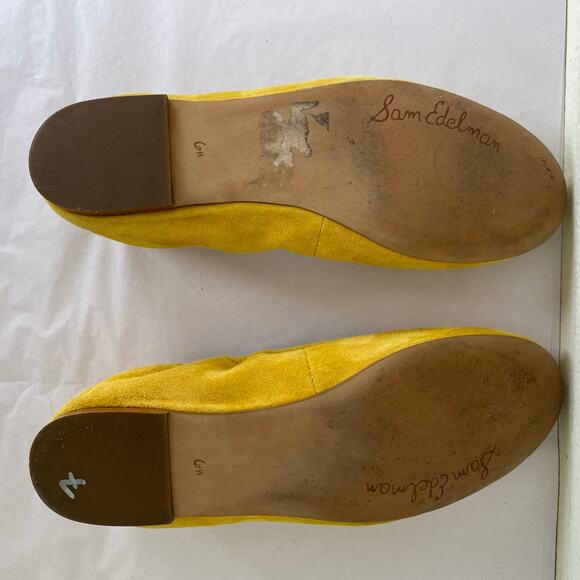 Sam Edelman Felicia Flats Size 6.5 Dijon Yellow Suede Leather Casual Preppy Twee - Picture 4 of 9